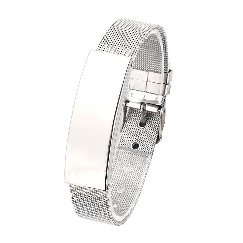 

Регулируемый гравированный браслет-бэнгл из нержавеющей стали сетчатого плетения черного и розового золота для мужчин и женщин, украшения ручной работы.