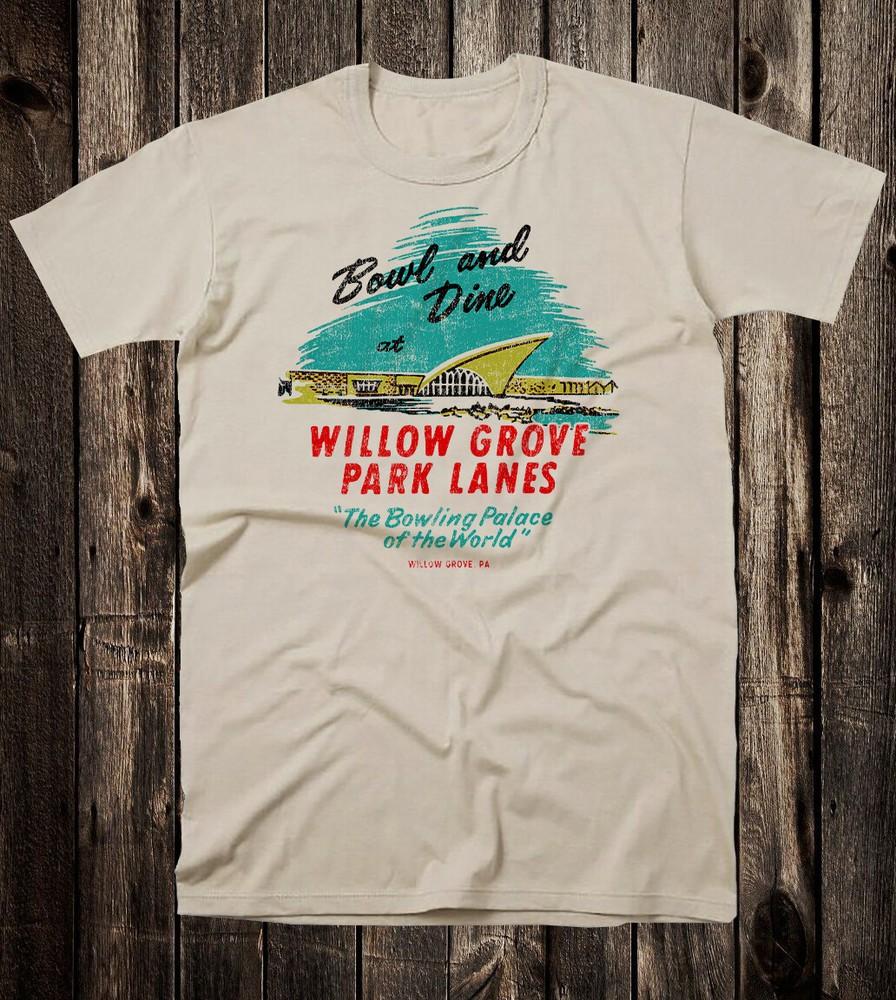 

Retro Travel T-Shirt Vtg Art Souvenir Bowling Alley Willow Grove Park Lanes PA Unisex T-Shirt XXXL