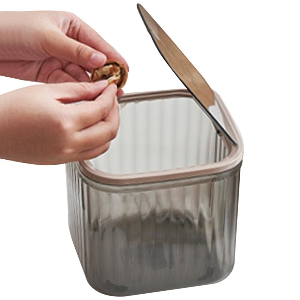 Desk Garbage Can Dustproof Skin Care Display Cases Clear Container Space-Saving Box For Kitchen Dorm Bathroom Bedroom Makeup