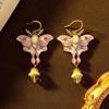 Vintage Ethnic Style Elegant Enamel Butterfly Earrings Suitable For Women'S Daily Wear Or Parties Jewelry Accessories
