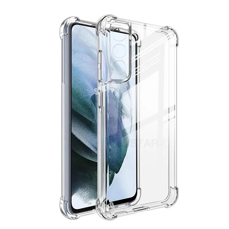 

S25Ultra S24 FE Airbag black Clear Case For Samsung Galaxy S21 FE S22 Plus S23 Ultra Shockproof Transparent Soft Silicone Cover S23