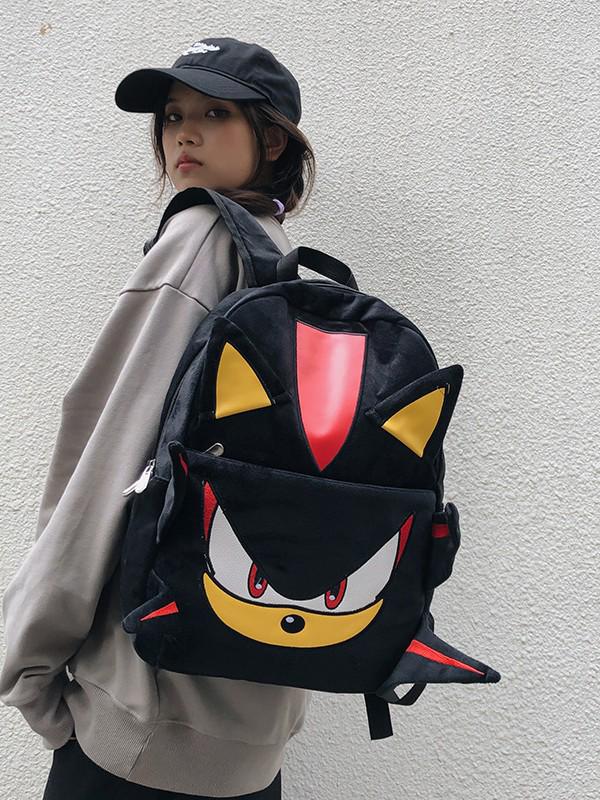 Handmade Sonic Shadow Black Charizard Plush Backpack for Couples