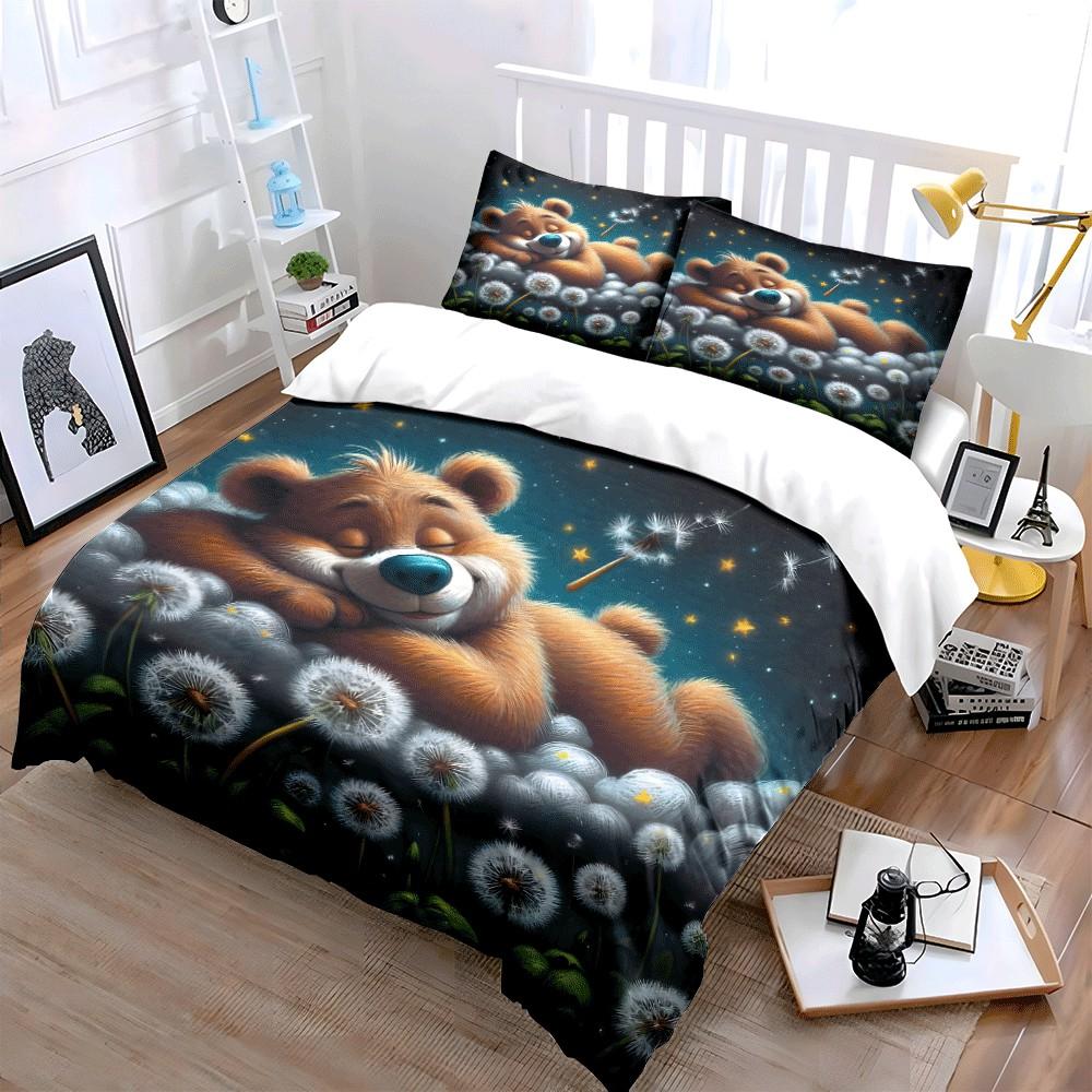 Dreamy Bear Cloud Sleep Theme Bedding Set  Exquisite Three-Piece Bedding Set Gift For Kids And Adults