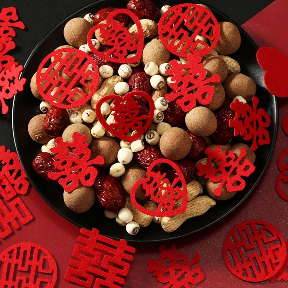 Double Happiness Fruit Dish Love Stickers Happy Characters Marriage Room Decoration Party Supplies