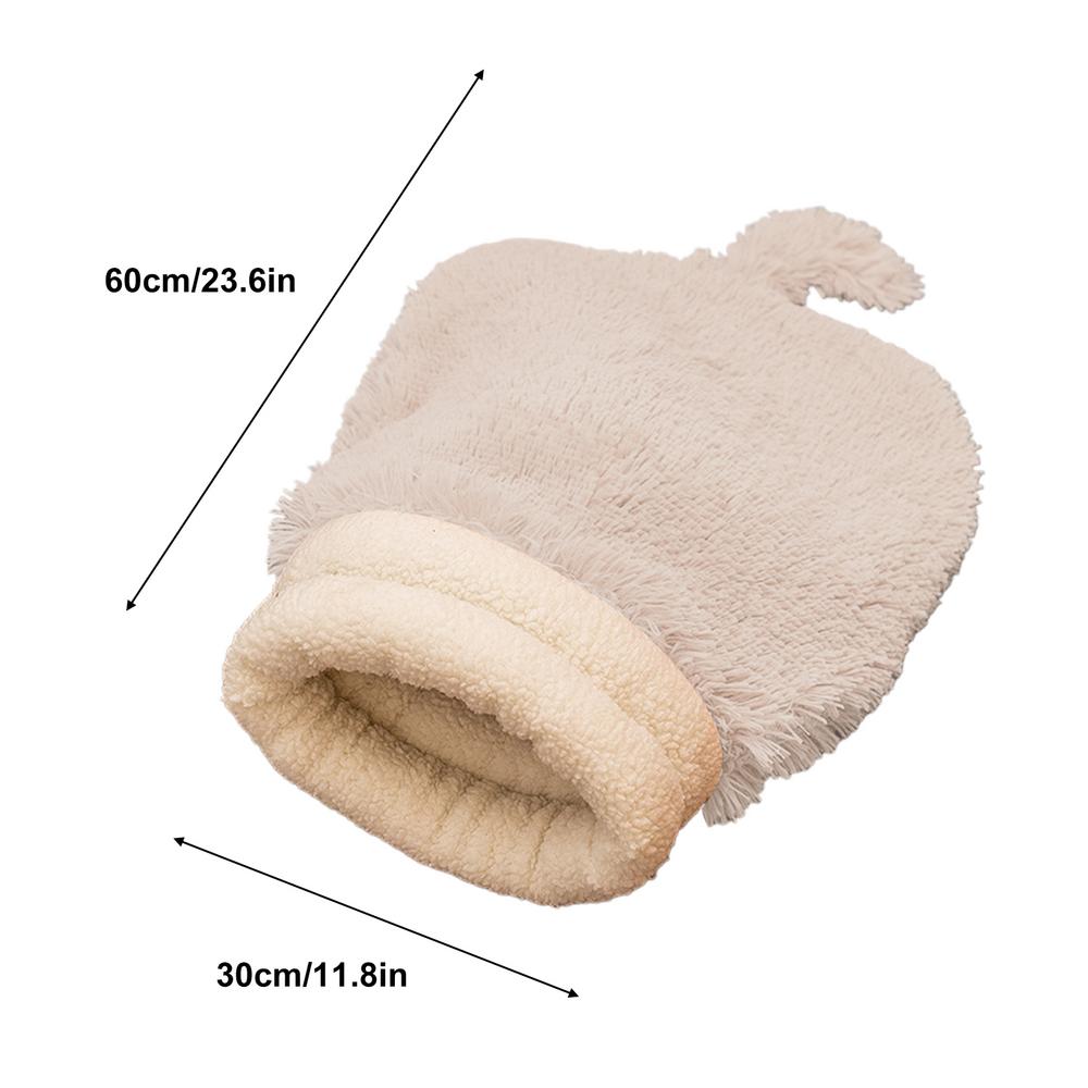 

Plush Cat Sack Sleeping Cushion Bed Winter Cozy Cat Bed Cave Comfortable Pet Snuggle Sack Cat Bed Cave Sleeping Bag Self-Warming серый