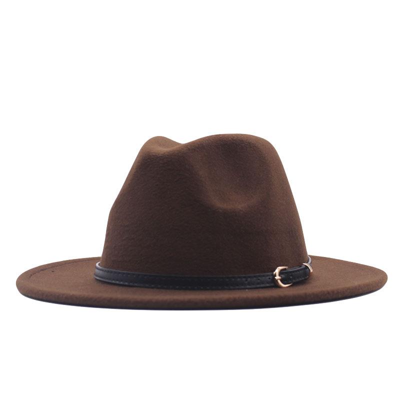 European and American style spring and autumn winter imitation felt big brim hat British retro woolen top hat men's and women's travel Panama jazz hat