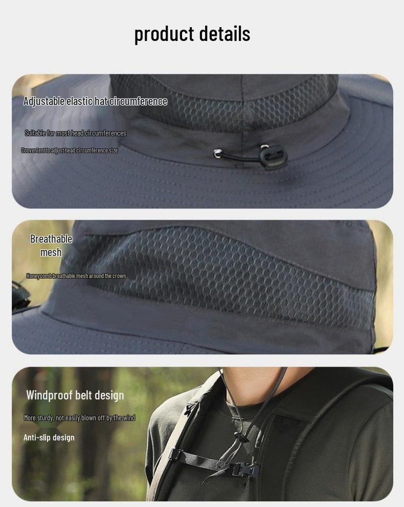 Unisex Solar-Powered Cooling Sun Hat - Large Brim for Outdoor Activities