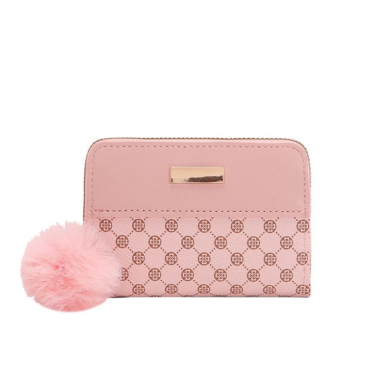 Women's change bag, new circle flower material, contrasting color iron sheet decoration, short wallet, casual small card bag.
