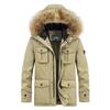 Jaqueta masculina de algodão acolchoada de inverno, comprimento médio, com capuz, espessada, quente, casual