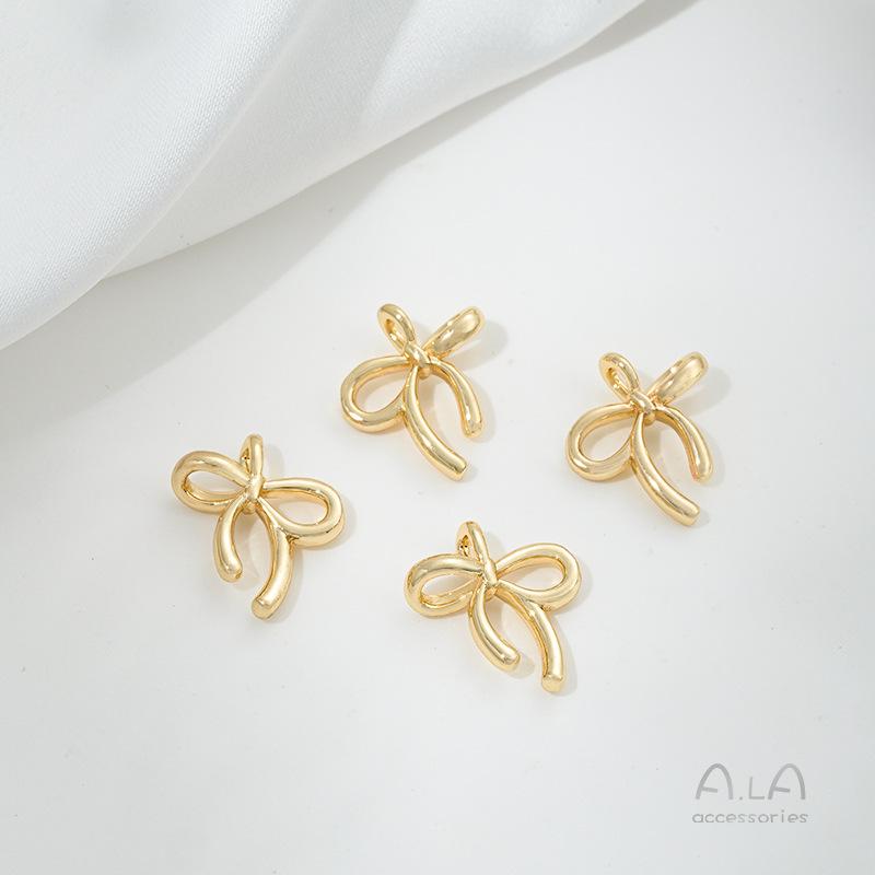 

Подвеска-бант из 14-каратного золота с гладкой поверхностью для изготовления жемчужного браслета/ожерелья своими руками