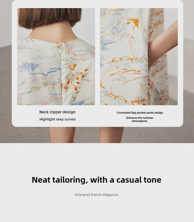 Ladies' Short-Sleeved Silk Dress - 2025 Spring/Summer, New Twill Silk, Chinese Style, 100% Mulberry Silk Skirt