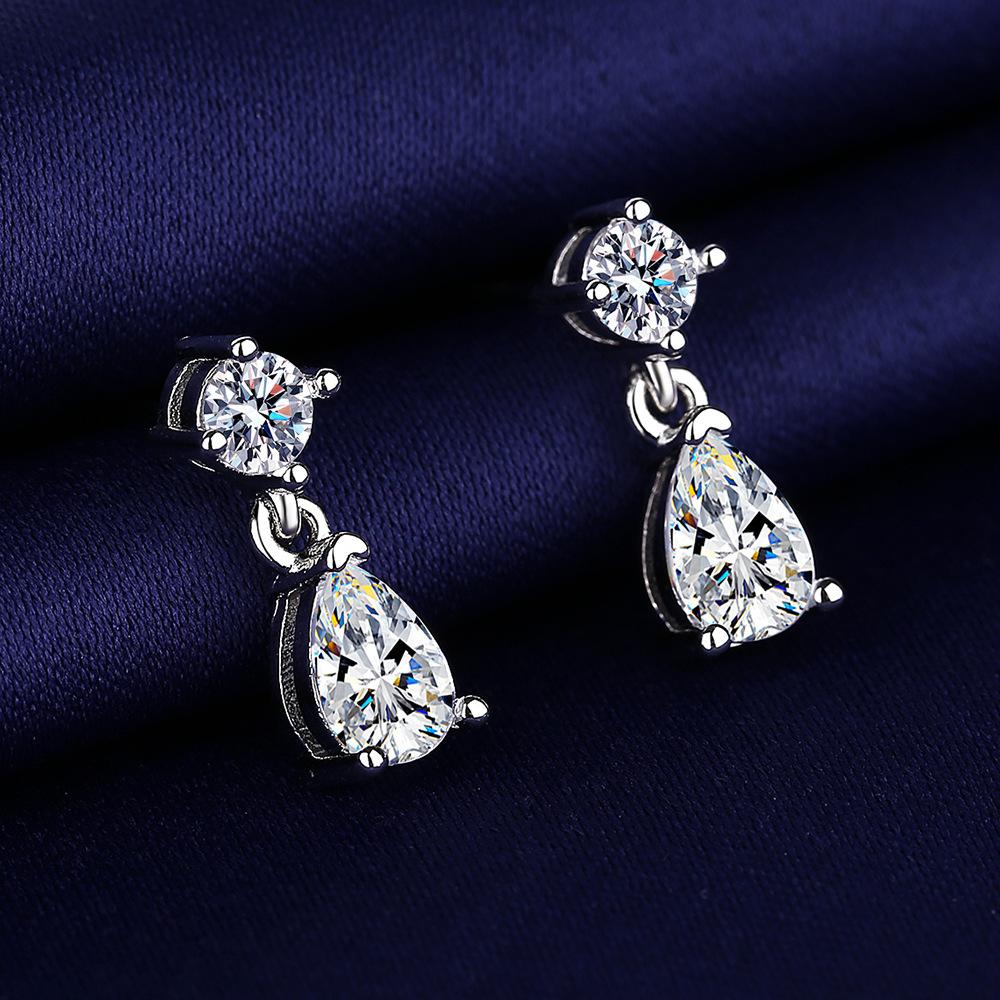 Fine Jewelry 925 Sterling Silver Earrings Inlaid with Zircon Crystal Flower Earrings Charm Jewelry for Women Gift Engagement