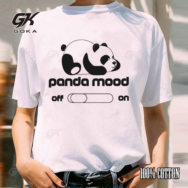 Women Graphic New Panda Letter Animal Summer Cotton T shirt Girl 90s Short Sleeve  Tees  Lady Print Wear Vacation TopsT shirts