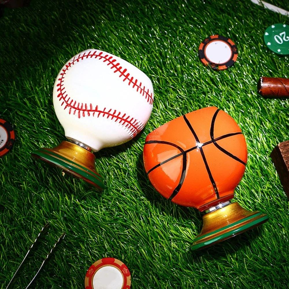Hand Painted Spinning Sports Ball Whiskey Glass Rotating Base Cocktail Glass Mug  Game-day Party