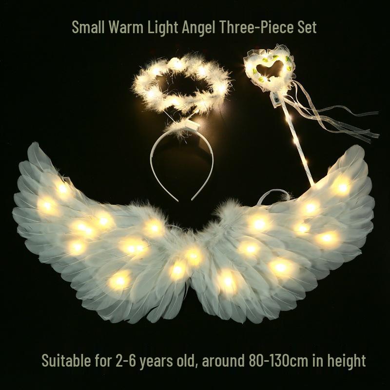 Children's Glowing Angel Feather Wings Costume Prop for Girls & Adults - Fairy, Elf, Cosplay & Photoshoots