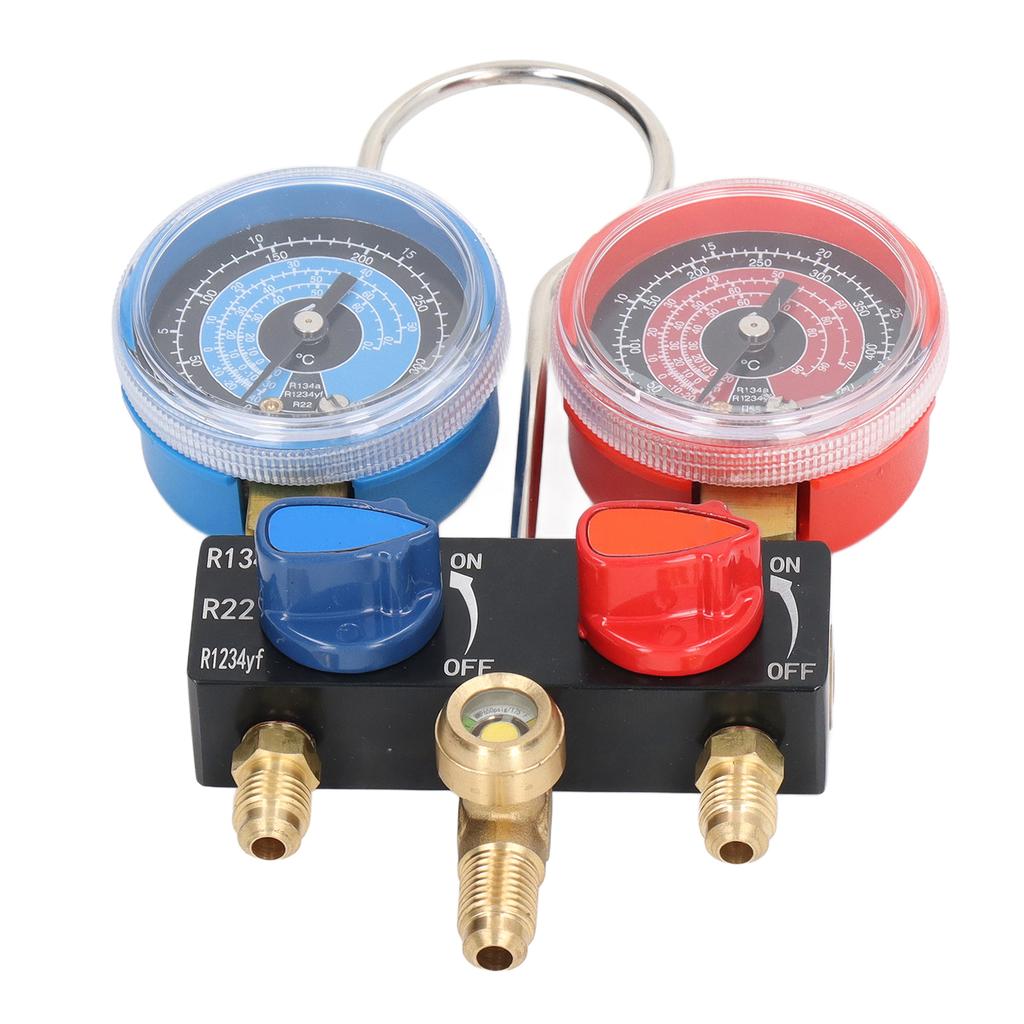 AC Gauge Set Mini Manifold für R22 R134a R1234yf Kältemittel Automotive mit Schläuchen Adapter