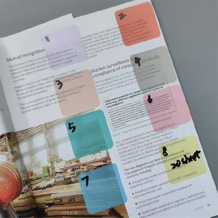 Durability 8 Color Index Tab With Adhesive Backing Portable Classification Sticker for Journals Documents
