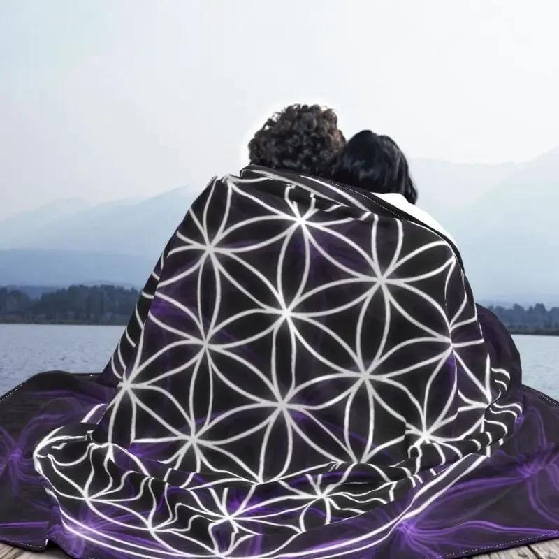 Flower Of Life Sacred Geometry Blanket Flannel Fleece Geometric Pattern Mandala Throw Blankets for Travel Bedding Couch Quilt