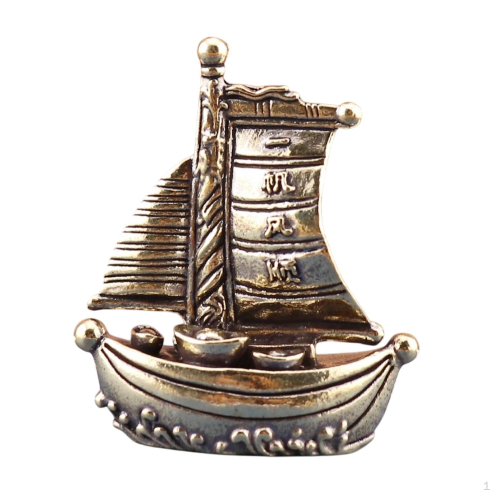 

Boat Miniature Figurine Prosperity Sculpture Collectible Creative Retro Decorative Statue Tabletop