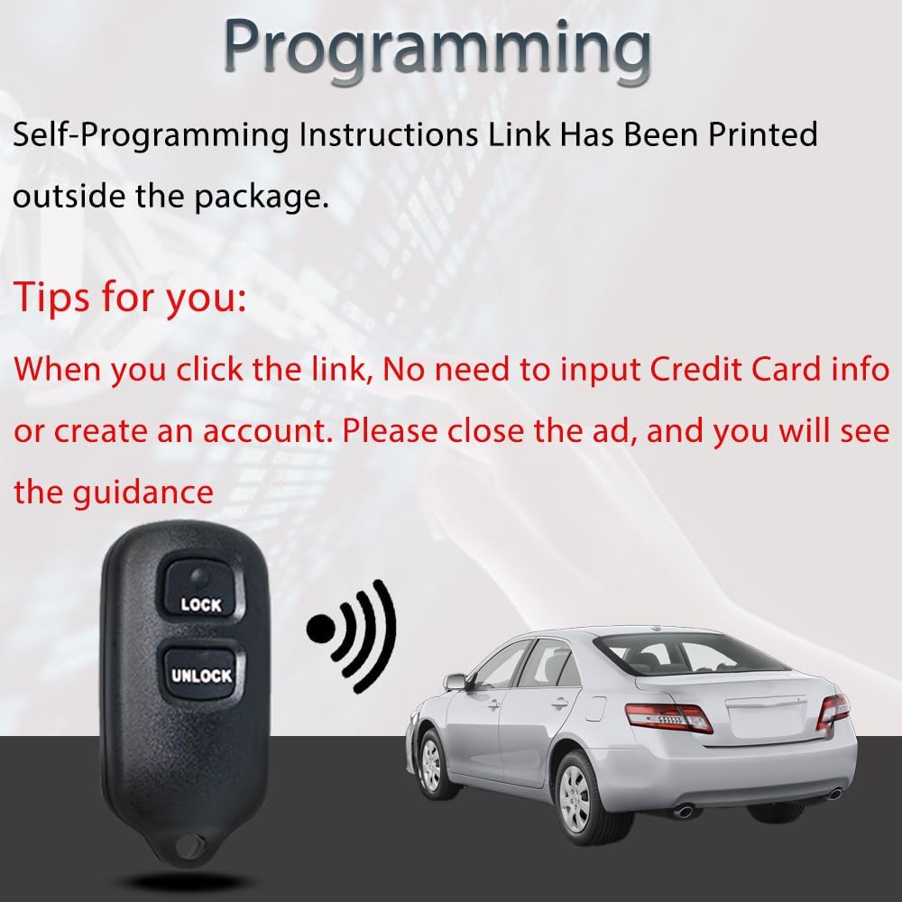Key Fob Keyless Entry Fits for Toyota Highlander Tundra RAV4 Scion XA XB 2001 2002 2003 2004 2005 2006 2007 Remote Control Replacement HYQ12BBX,