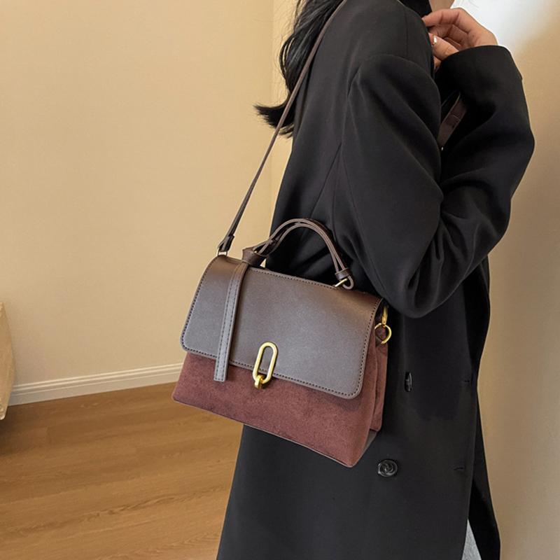 High Sense Handbags Women's Autumn and Winter Solid Color All-Matching Shoulder Bag Retro Minority Crossbody Commuter Bag