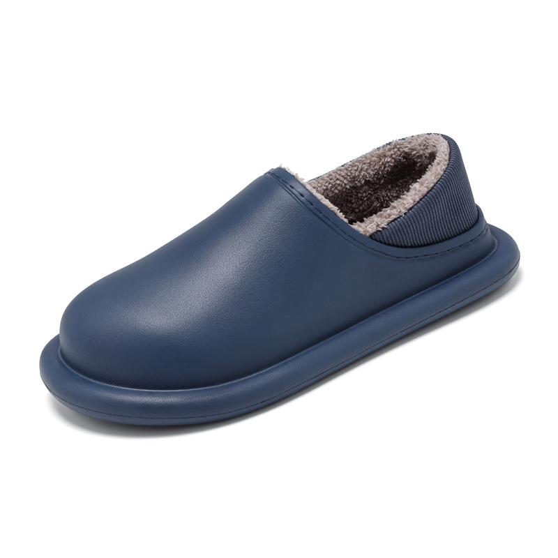 

2024 зимние мужские и женские тапочки-сабо, теплые меховые шлепанцы, унисекс, для дома, хлопковая обувь, мужские повседневные шлепанцы из пуха, плюшевые меховые шлепанцы 44-45 темно-синий