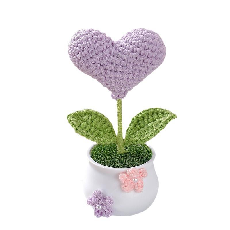 Artificial Crocheted Heart-shaped Design Wedding Party Craft Gifts Pearls Handmade DIY Photography Props Home Decorations