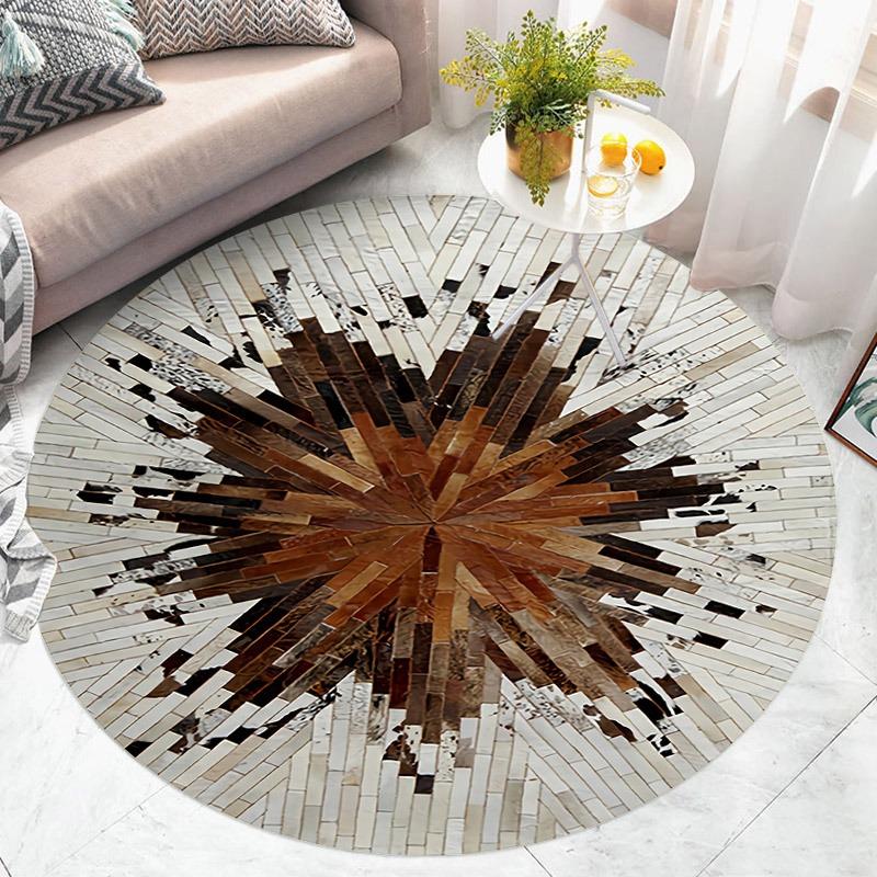 Artistiek Bloemen Abstract Vintage Rond Tapijt – Zachte, Antislip Vloermat voor Woonkamer, Slaapkamer of Moderne Woondecoratie Diameter 120cm(47in)