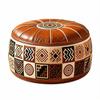 Round Shape Fillable Ottoman Pouf PU Leather Round Pouf Cover New Floor Seat Cushion  Home Use