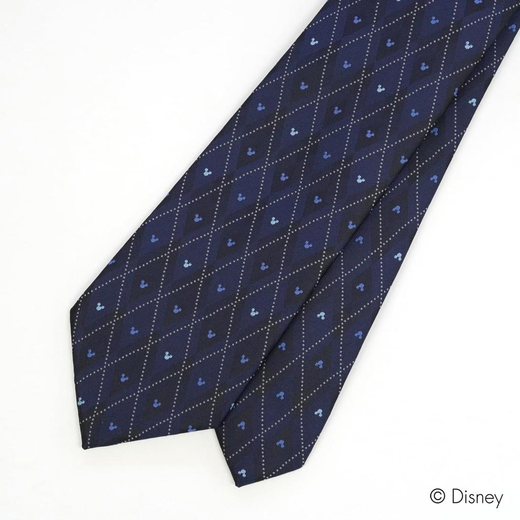 Disney Mitsumaru Silhouette Argyle Pattern Tie D50035 One Size Fits Perfect for Business or Perfect as a Gift Navy, Most, Casual,