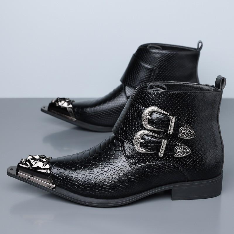 Mens Pointed Toe PU Leather Dress Casual Shoes Low-Cut Rubber Sole Business Style Slip-On