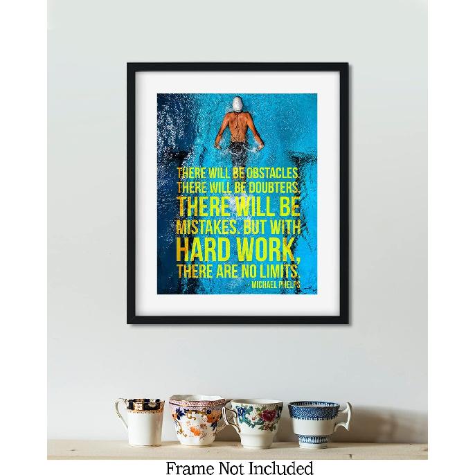Govivo Michael Phelps pirational wall decor - Motivational wall art for swimming enthusiasts - Positive affirmations wall decor - 8x10 unframed print