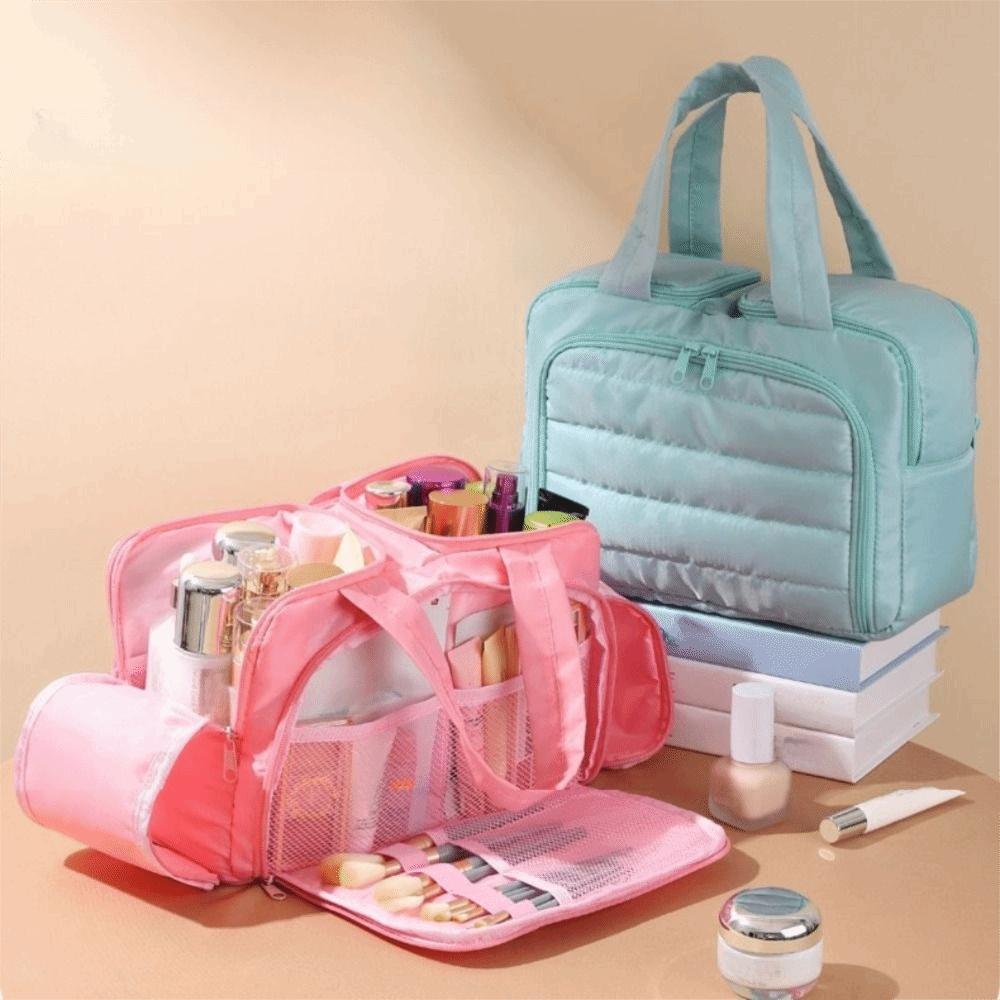 Large Capacity Handheld Cosmetic Bag Solid Color Pouches Bag Organizer Bathroom