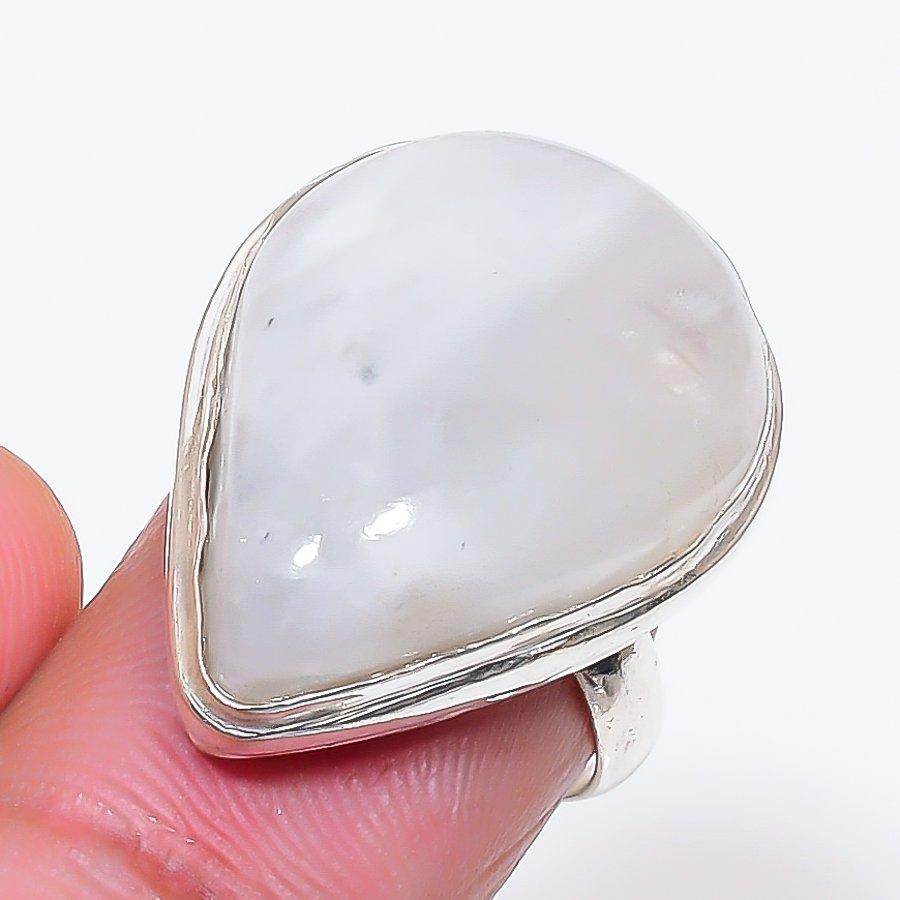 Natural Moonstone Gemstone 925 Sterling Silver Jewelry Ring Size Adj. AR-18505