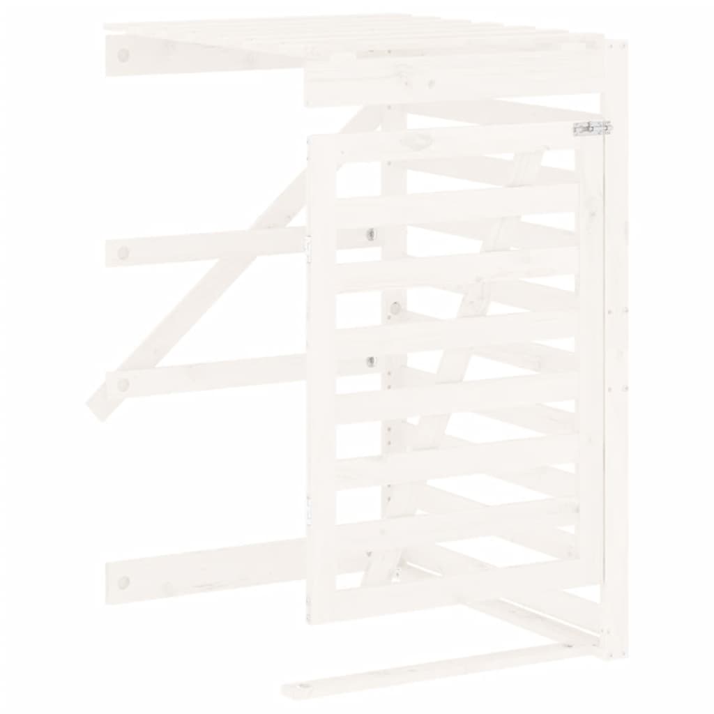 Waste Bin Box Extension White Solid Pine Wood