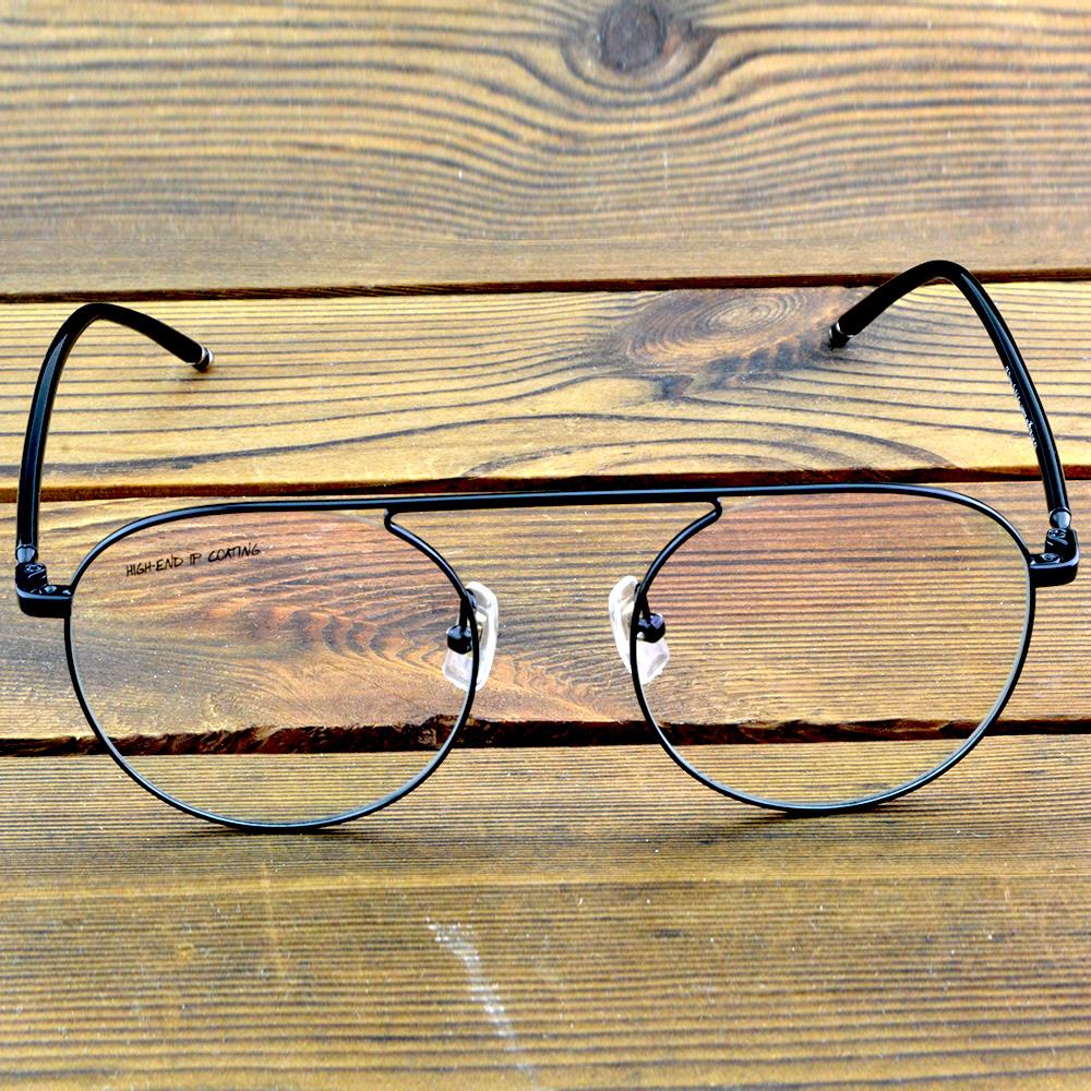 Full-Rim Black Titanium Aviator-Style Optical Glasses Frame – Lightweight Metal Eyewear for Men and Women