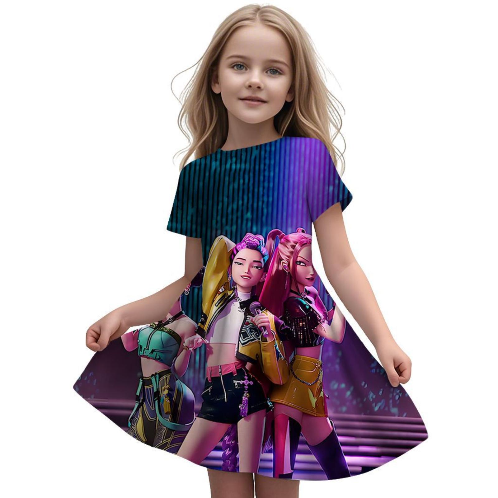 

Girls Fly Sleeve Nightgown Girls Milk Silk Dresses 110