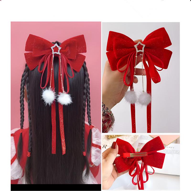 Ornament De Păr Fundita De Catifea Aurie Roșie Accesorii Revelion De Crăciun Agrafe De Păr Pentru Femei Fete