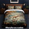 Dinosaur Theme Custom Text Or Name 3Pcs Bedding Set,1 Flat Sheet & 2 Pillowcases Personalized Home Bedding