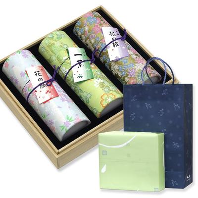 Sympathy Incense Gift Set In Paulownia Wood Box [Hanakurabe 3-Variety Sandalwood Incense with Inner Wrapping and Carry Bag] Made In Japan, Low Smoke,