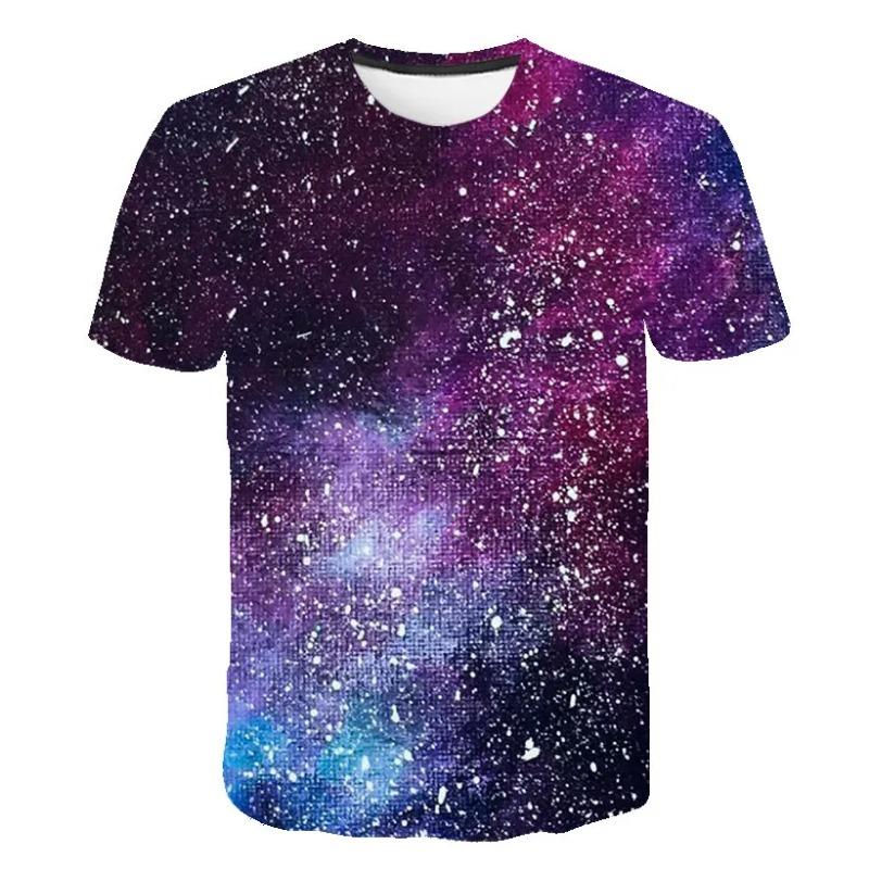 Summer Cosmic Galaxy Men's Space 3d Printing T-shirt Short-sleeved Printed Harajuku Casual Tops O-neck