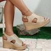 Bling Gold Sequin Wedges Sandals for Women Hollow Out Peep Toe Platform Sandles Woman Summer Back Strap Thick Sole Roman Shoes