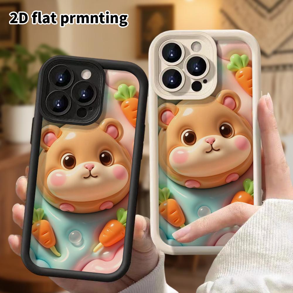 Phone Case: 2D flat design, fits iPhone 18 17 16 15 14 13 Pro, chubby hamster, perfect Christmas and Halloween holiday gift