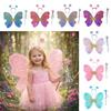 3Pcs/Set Sparkling Butterfly Wings Princess Hair Hoop Colorful Angel Wings Fairy Wand Butterfly Costume Wings
