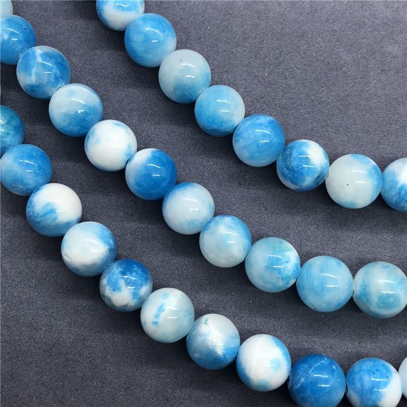 Persian Chalcedony Blue White Loose Beads Round Beads DIY Bracelet Necklace Jewelry