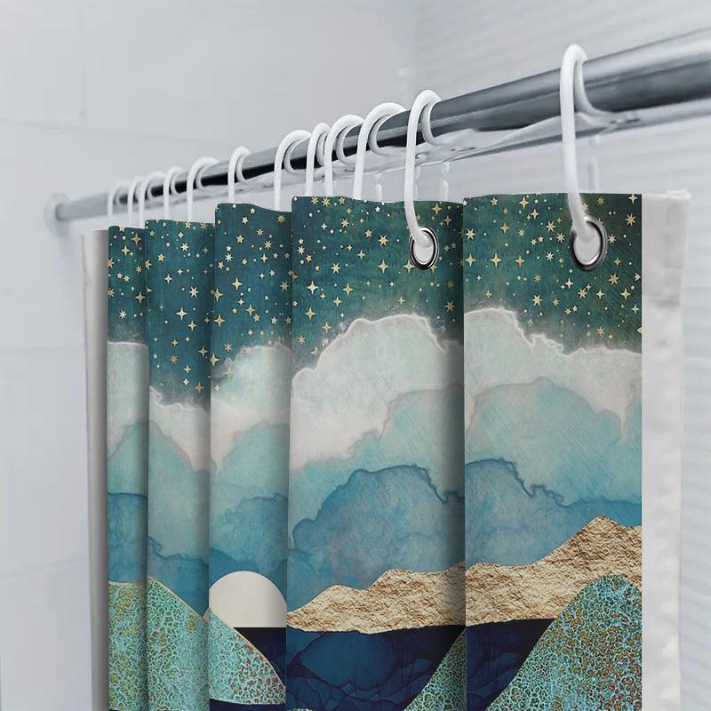 Coastal Ocean Wave Shower Curtain Beach Landscape Seascapes Home Decor Bathroom Artistic Prints Waterproof Fabric