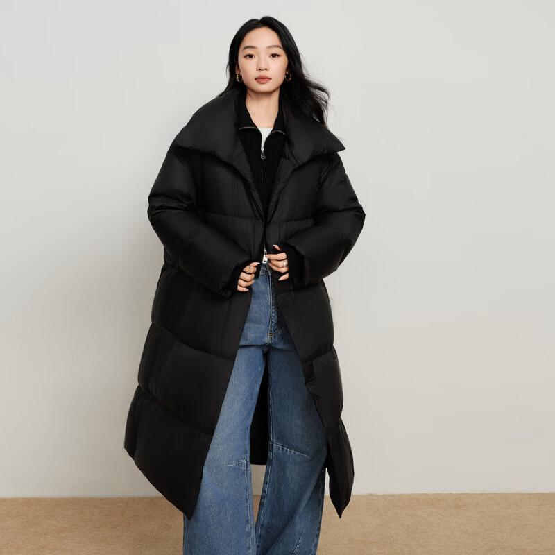 Elva' Island Women's Mid-Length Down Jacket with Big Lapel