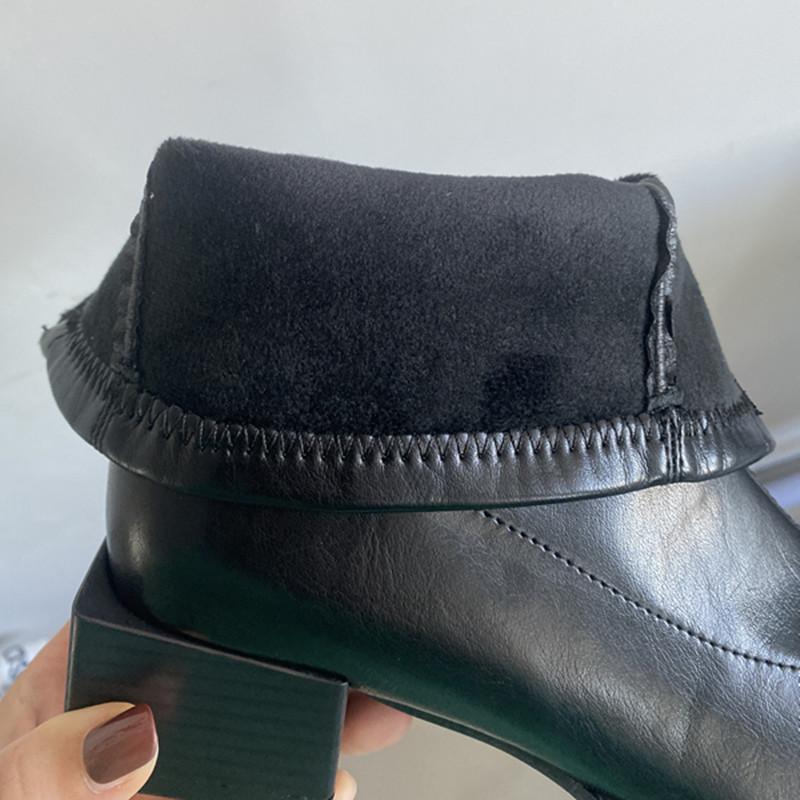 Huge comfort! Korean niche design square head thick heel short boots women's medium heel British elastic boots thin boots bare boots women