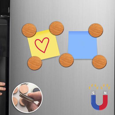 6Pcs Wood Blank Fridge Magnets Magnetic Decoration Round/Heart/Square Diy Crafts Wood Slice Tags Kitchen Office Decorative