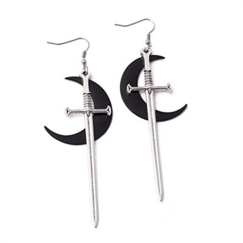 Trendy Black Moon & Hand Earrings - Hot Selling in Stock